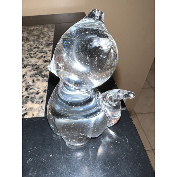 Clear Art Bubble Glass Paperweight Cat Figurine Figure Vintage 3.5”H x 2.5”W - Picture 4 of 8